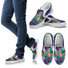 Neon Flower Tropical Palm Leaves Men Canvas Slip On Shoes