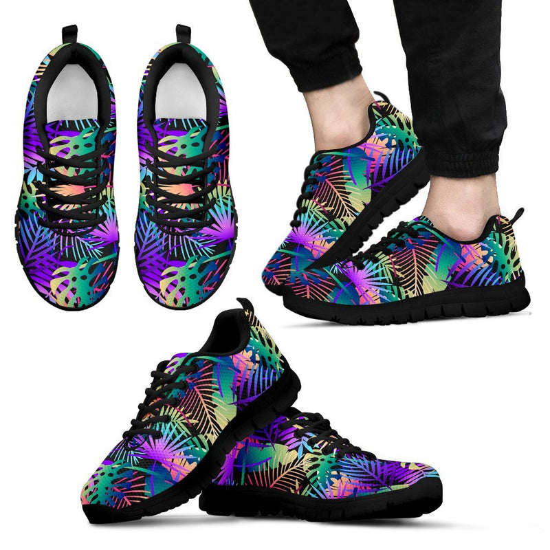 Neon Flower Tropical Palm Leaves Men Sneakers