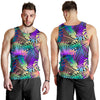 Neon Flower Tropical Palm Leaves Men Tank Top