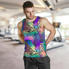 Neon Flower Tropical Palm Leaves Men Tank Top