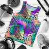 Neon Flower Tropical Palm Leaves Men Tank Top