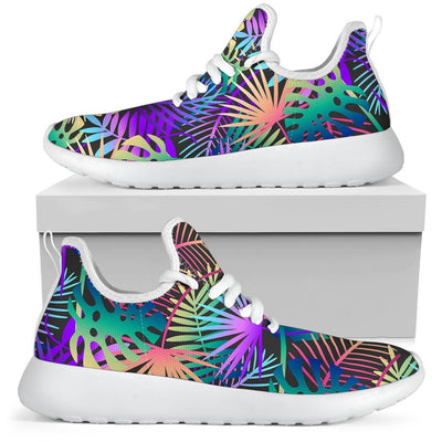 Neon Flower Tropical Palm Leaves Mesh Knit Sneakers Shoes