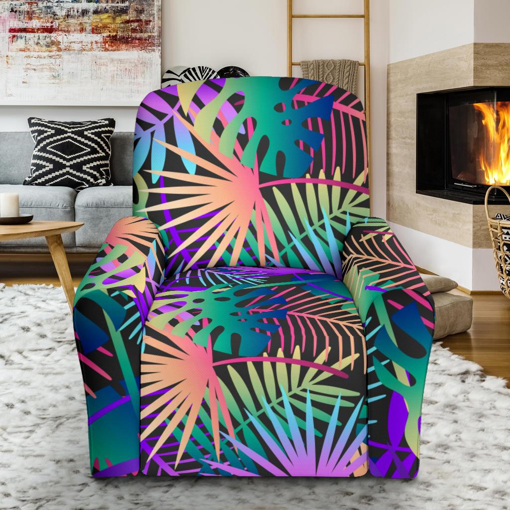 Neon Flower Tropical Palm Leaves Recliner Slipcover-JORJUNE.COM