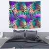 Neon Flower Tropical Palm Leaves Tapestry