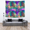 Neon Flower Tropical Palm Leaves Tapestry