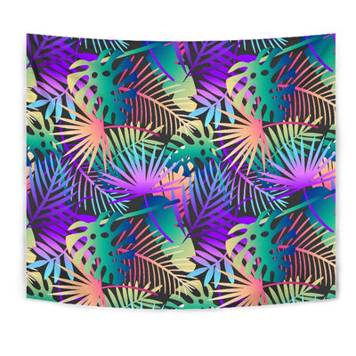 Neon Flower Tropical Palm Leaves Tapestry