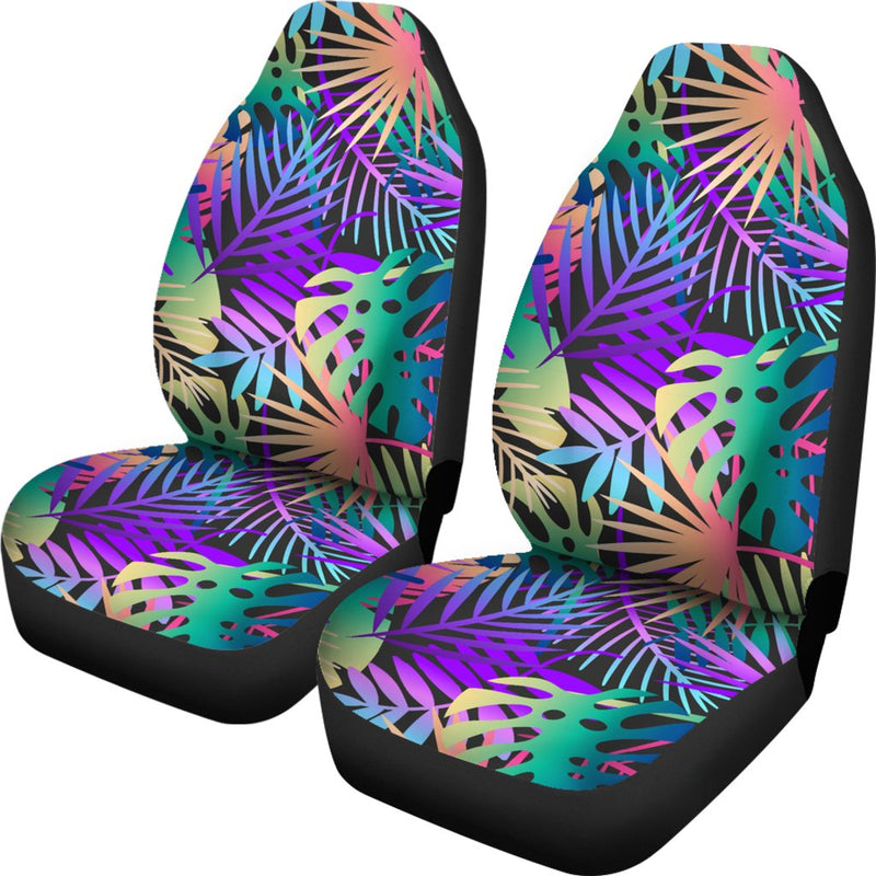 Neon Flower Tropical Palm Leaves Universal Fit Car Seat Covers