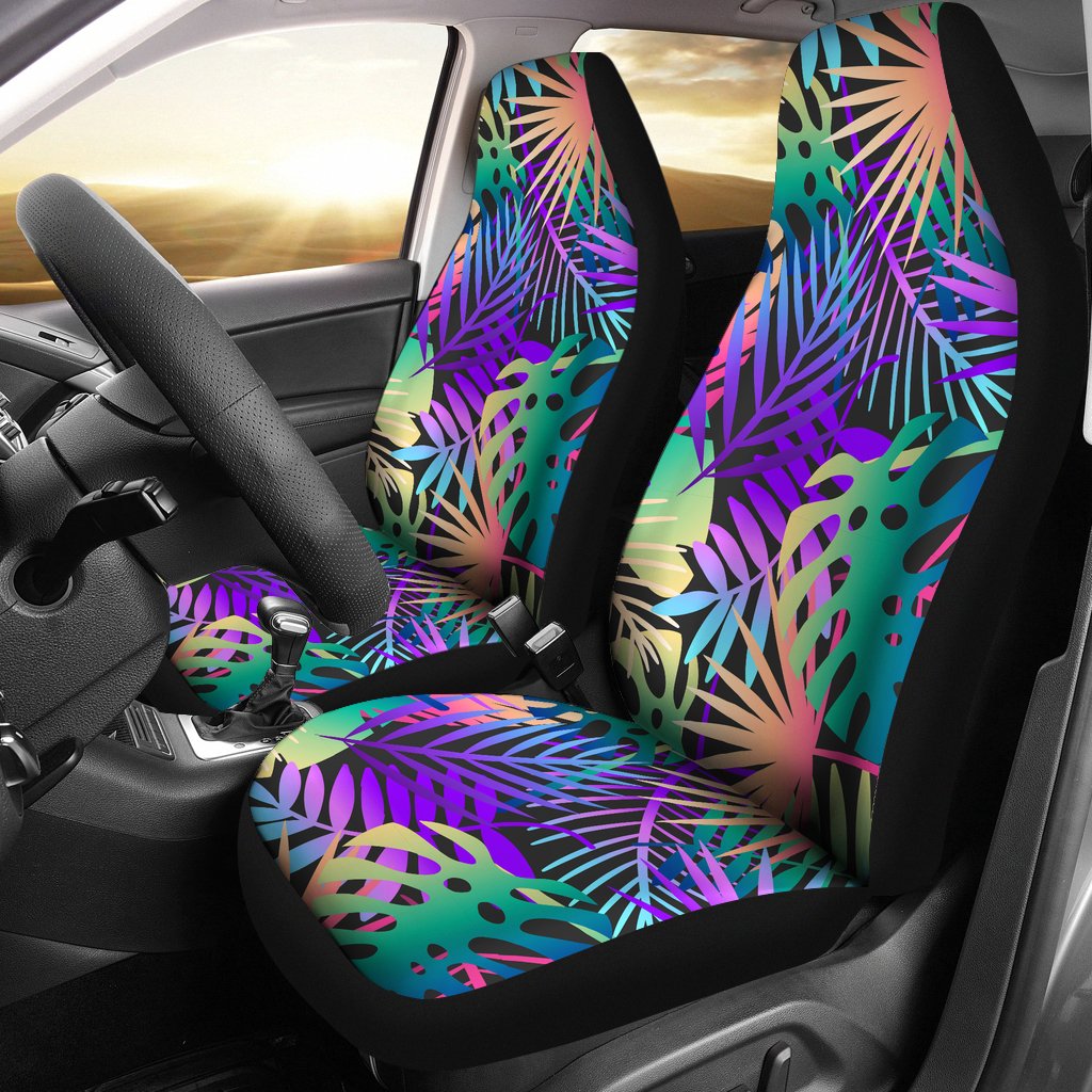 Neon Flower Tropical Palm Leaves Universal Fit Car Seat Covers