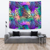 Neon Flower Tropical Palm Leaves Wall Tapestry