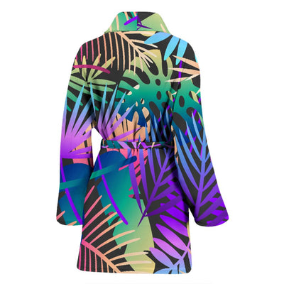 Neon Flower Tropical Palm Leaves Women Bath Robe