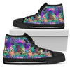 Neon Flower Tropical Palm Leaves Women High Top Canvas Shoes
