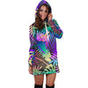 Neon Flower Tropical Palm Leaves Women Hoodie Dress