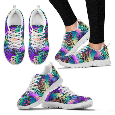 Neon Flower Tropical Palm Leaves Women Sneakers