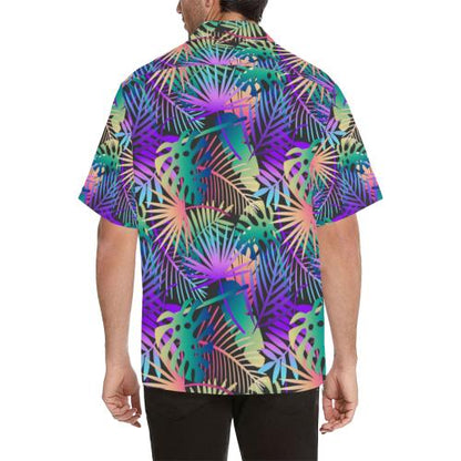 Neon Flower Tropical Palm Men Hawaiian Shirt
