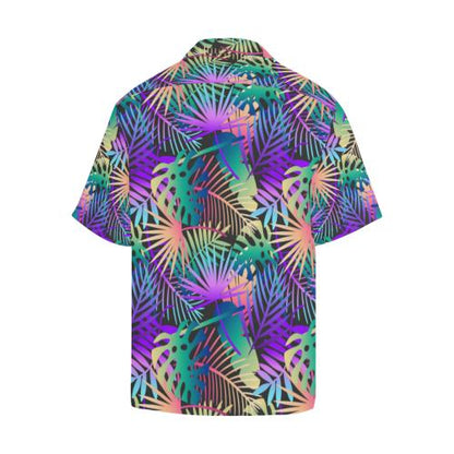Neon Flower Tropical Palm Men Hawaiian Shirt