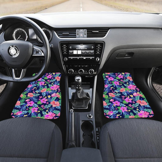 Neon Hibiscus Pattern Print Design HB016 Car Floor Mats-JORJUNE.COM