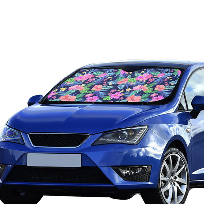 Neon Hibiscus Pattern Print Design HB016 Car Sun Shade-JorJune