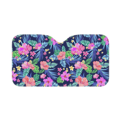 Neon Hibiscus Pattern Print Design HB016 Car Sun Shade-JorJune