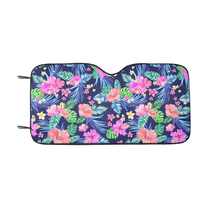 Neon Hibiscus Pattern Print Design HB016 Car Sun Shade-JorJune