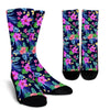 Neon Hibiscus Pattern Print Design HB016 Crew Socks-JORJUNE.COM