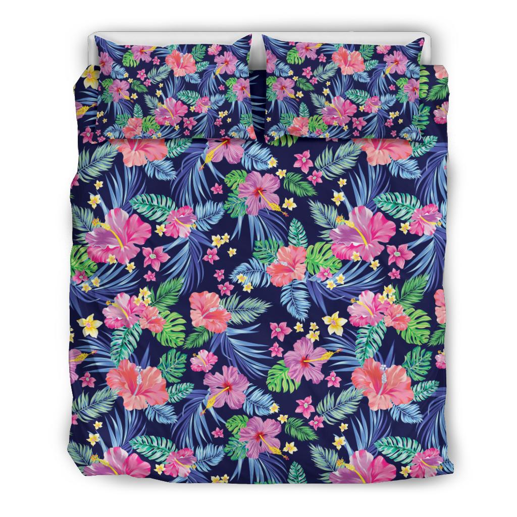 Neon Hibiscus Pattern Print Design HB016 Duvet Cover Bedding Set-JORJUNE.COM