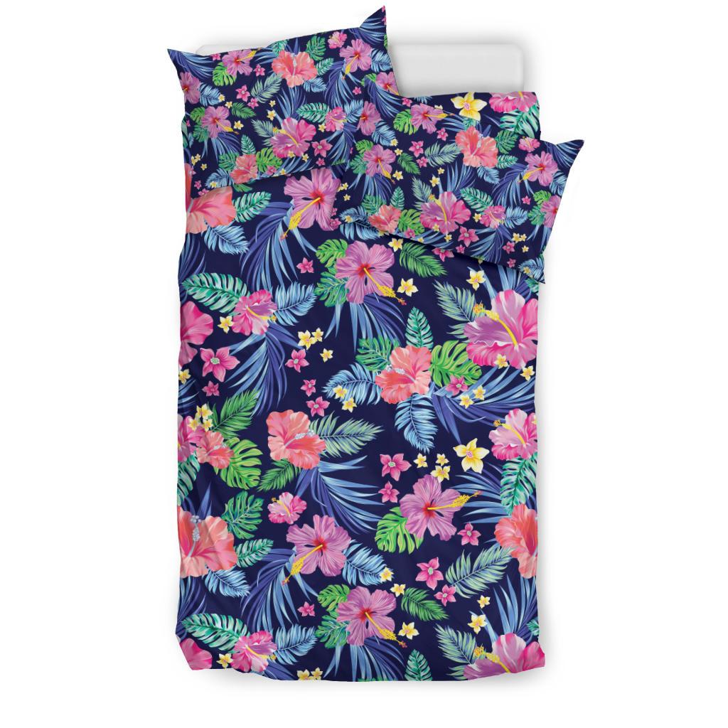 Neon Hibiscus Pattern Print Design HB016 Duvet Cover Bedding Set-JORJUNE.COM