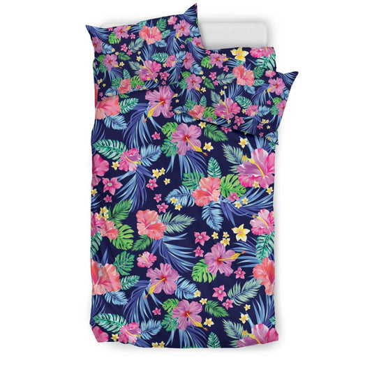 Neon Hibiscus Pattern Print Design HB016 Duvet Cover Bedding Set-JORJUNE.COM