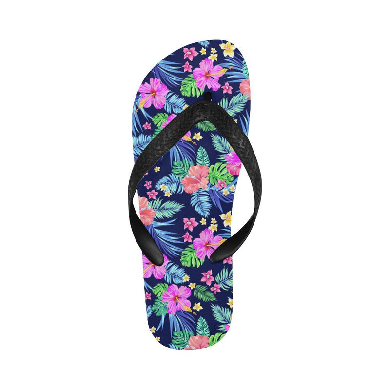 Neon Hibiscus Pattern Print Design HB016 Flip Flops-JorJune