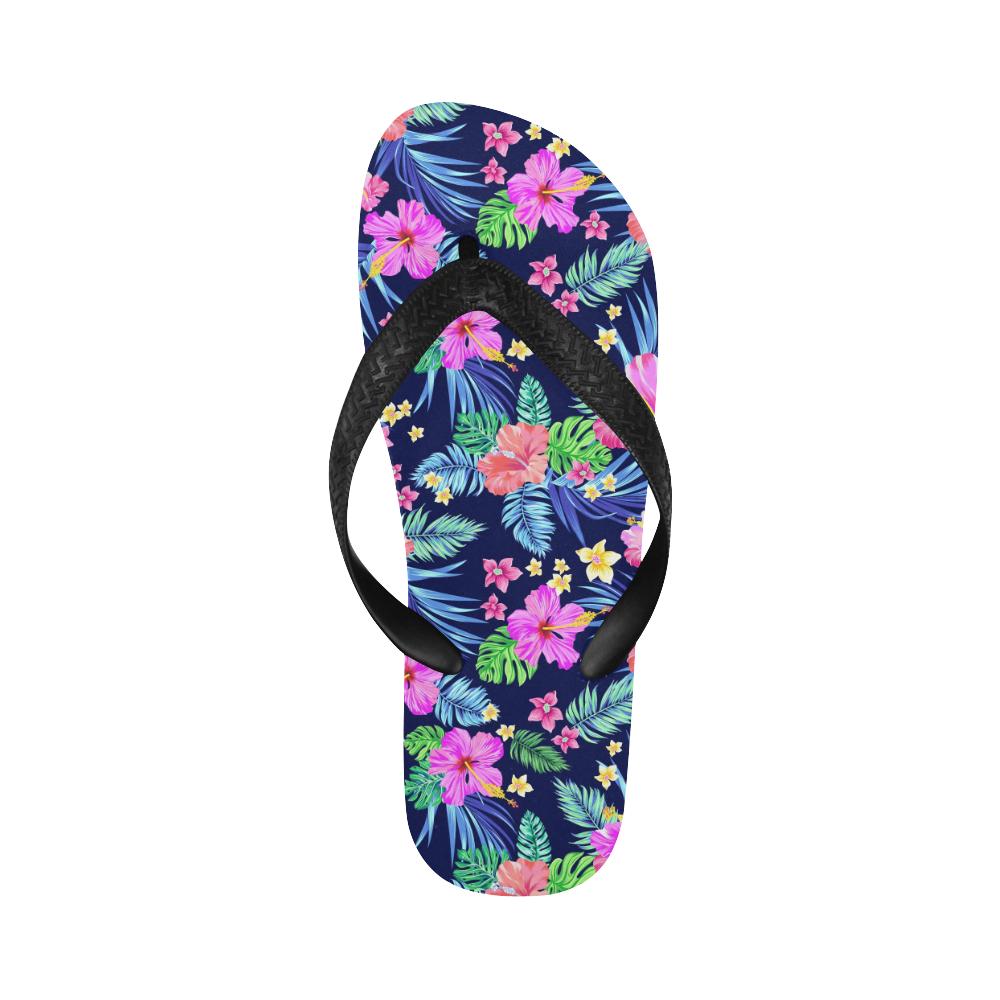 Neon Hibiscus Pattern Print Design HB016 Flip Flops-JorJune