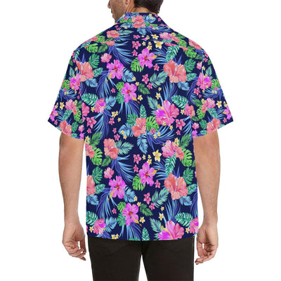 Neon Hibiscus Pattern Print Design HB016 Men Hawaiian Shirt-JorJune