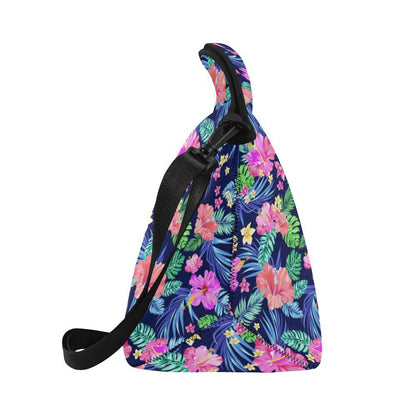 Neon Hibiscus Pattern Print Design HB016 Neoprene Lunch Bag-JorJune