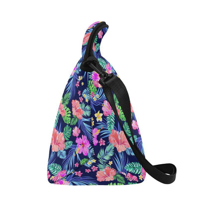 Neon Hibiscus Pattern Print Design HB016 Neoprene Lunch Bag-JorJune