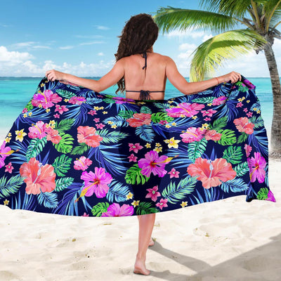 Neon Hibiscus Pattern Print Design HB016 Sarong Pareo Wrap-JORJUNE.COM