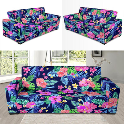 Neon Hibiscus Pattern Print Design HB016 Sofa Slipcover-JORJUNE.COM