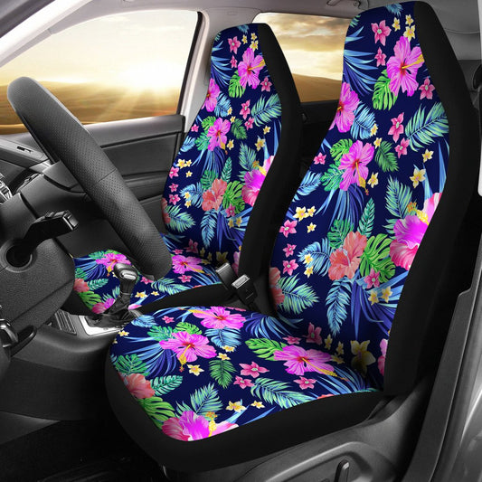 Neon Hibiscus Pattern Print Design HB016 Universal Fit Car Seat Covers-JorJune