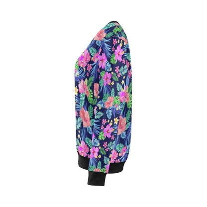 Neon Hibiscus Pattern Print Design HB016 Women Long Sleeve Sweatshirt-JorJune