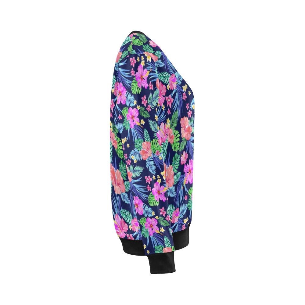 Neon Hibiscus Pattern Print Design HB016 Women Long Sleeve Sweatshirt-JorJune