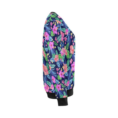 Neon Hibiscus Pattern Print Design HB016 Women Long Sleeve Sweatshirt-JorJune