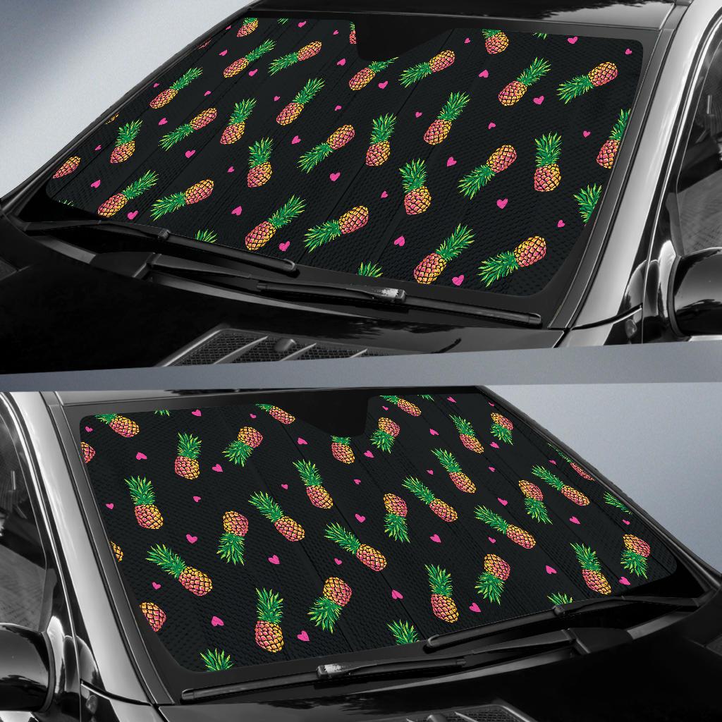 Neon Pineapple Pattern Print Design A04 Car Sun Shades-JORJUNE.COM
