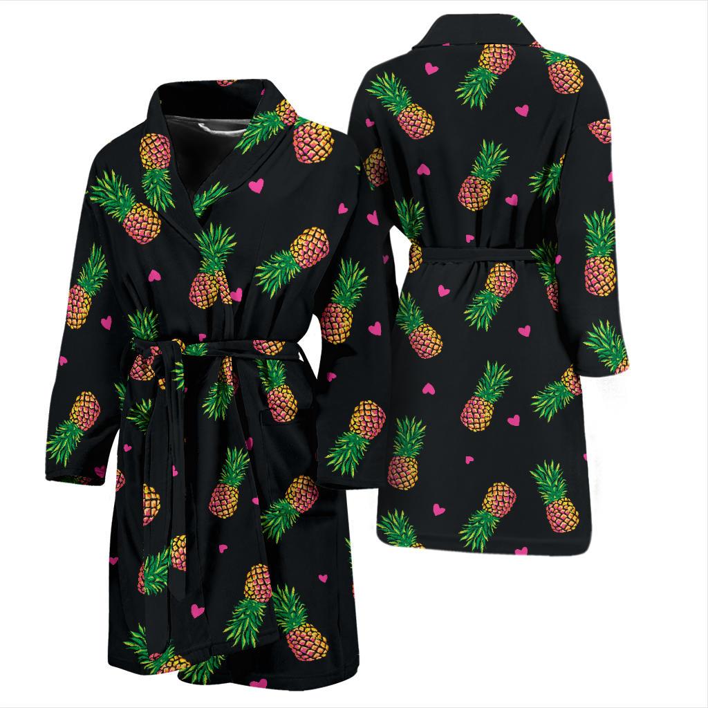 Neon Pineapple Pattern Print Design A04 Men Bathrobe-JORJUNE.COM