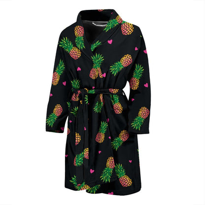 Neon Pineapple Pattern Print Design A04 Men Bathrobe-JORJUNE.COM
