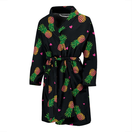 Neon Pineapple Pattern Print Design A04 Men Bathrobe-JORJUNE.COM