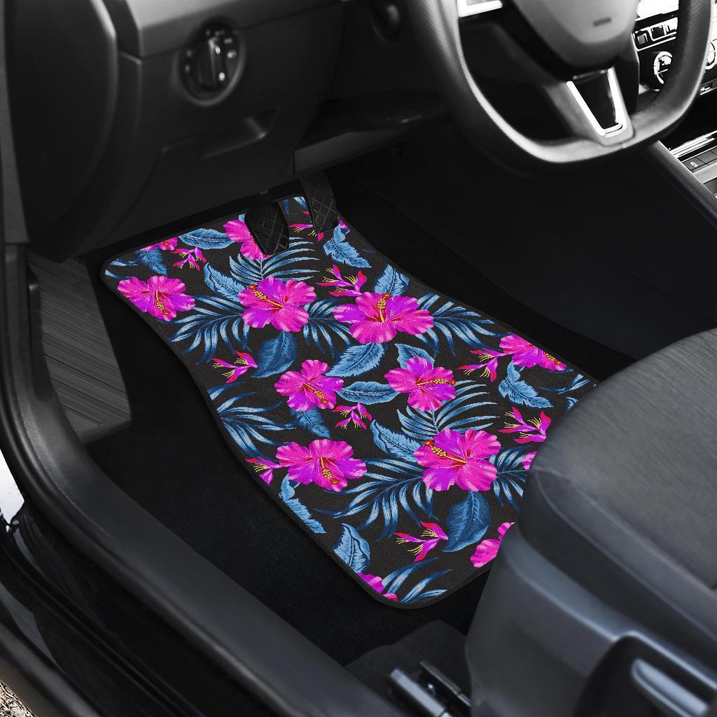 Neon Pink Hibiscus Pattern Print Design HB015 Car Floor Mats-JORJUNE.COM