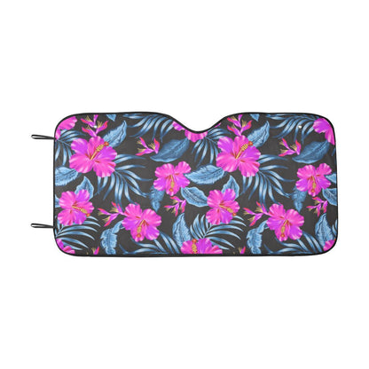 Neon Pink Hibiscus Pattern Print Design HB015 Car Sun Shade-JorJune