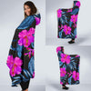 Neon Pink Hibiscus Pattern Print Design HB015 Hooded Blanket-JORJUNE.COM