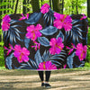 Neon Pink Hibiscus Pattern Print Design HB015 Hooded Blanket-JORJUNE.COM