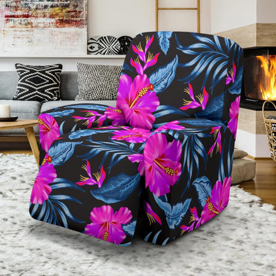 Neon Pink Hibiscus Pattern Print Design HB015 Recliner Slipcover-JORJUNE.COM