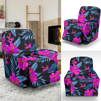 Neon Pink Hibiscus Pattern Print Design HB015 Recliner Slipcover-JORJUNE.COM