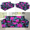 Neon Pink Hibiscus Pattern Print Design HB015 Sofa Slipcover-JORJUNE.COM