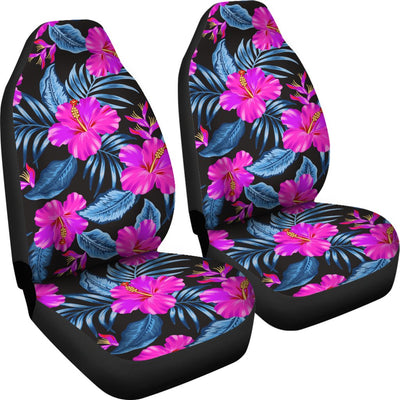 Neon Pink Hibiscus Pattern Print Design HB015 Universal Fit Car Seat Covers-JorJune